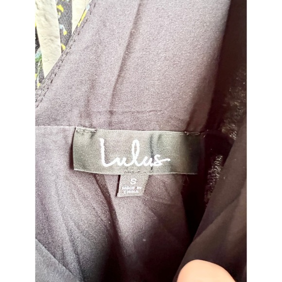 Lulus Romantic Floral Print Ruffled Backless Skater Dress Black Women's Small - Picture 6 of 8